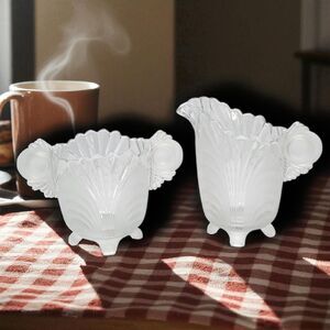 Vintage Cambridge Glass Caprice Frosted & Clear Cream and Sugar Set Serveware